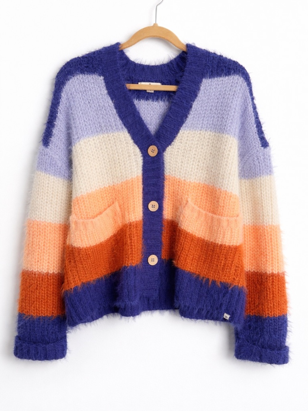 Rip Curl Fuzzy Stripe Cardigan S Cozy Boho Coastal Grandma FP Style